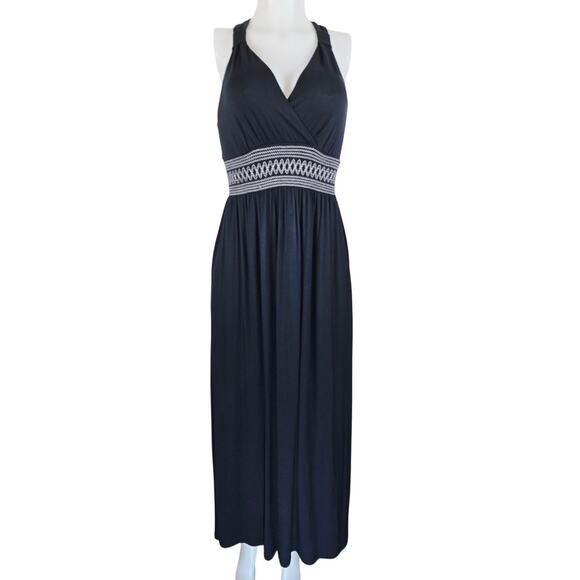 Soma Black Gray Designed Stitching Women's Soft Comfortable Maxi Dress S NWT - Picture 1 of 5